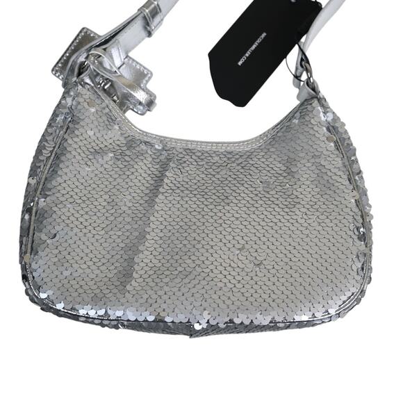 Nicole Miller Silver Sequin Adjustable Strap Shoulder Handbag NEW - Picture 3 of 7